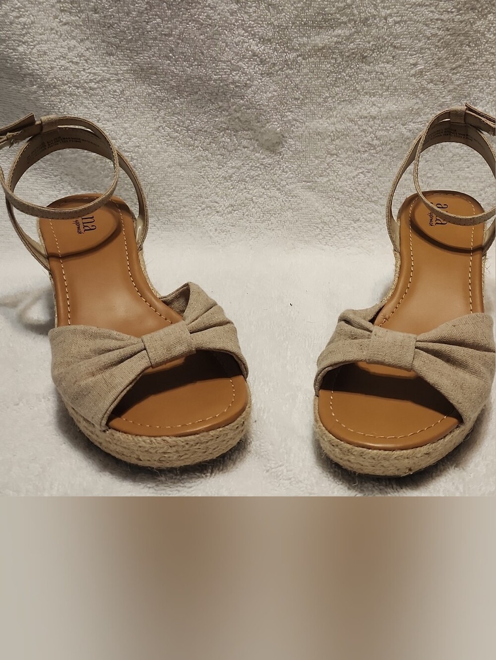 a.n.a Beige Knotted Espadrille Wedge Sandals